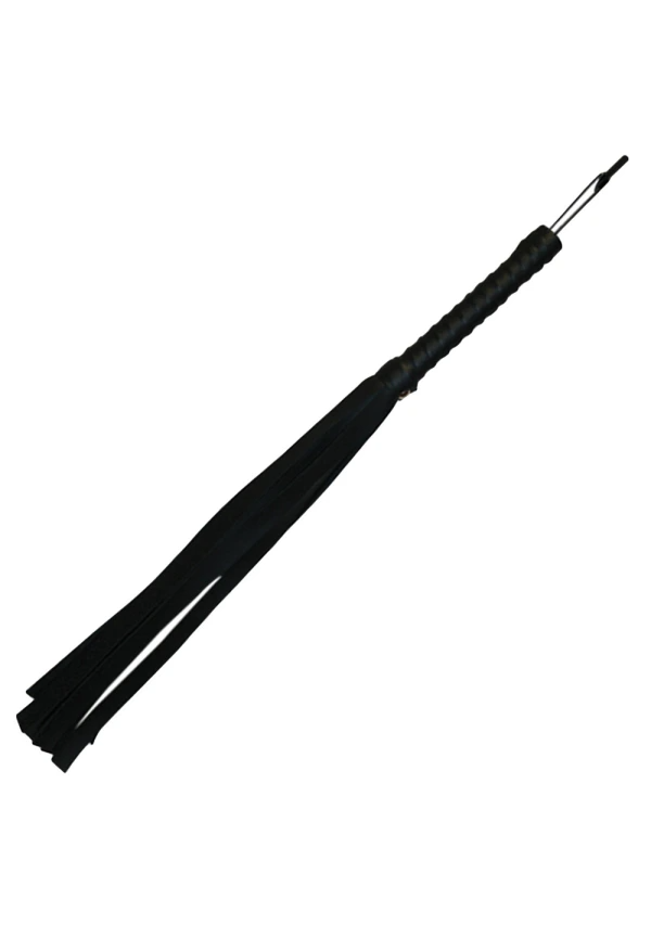 Black Faux Leather Flogger for pleasure in Idaho sex shop