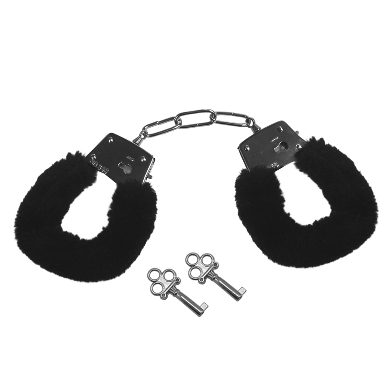 Furry Handcuffs: Black - plush and locking, perfect for couples toys Idaho.