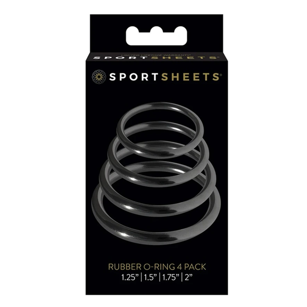 O-Rings Set - 4 Assorted Sizes - Rubber O-ring pack for versatile use with adult toys and pleasure toys.