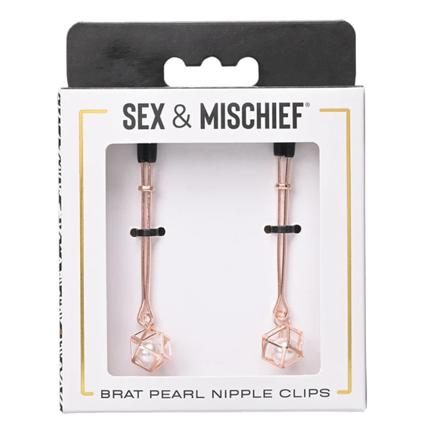 Brat Pearl Nipple Clips in packaging, a premium pleasure toy for adults, enhancing intimate wellness and sexual health.