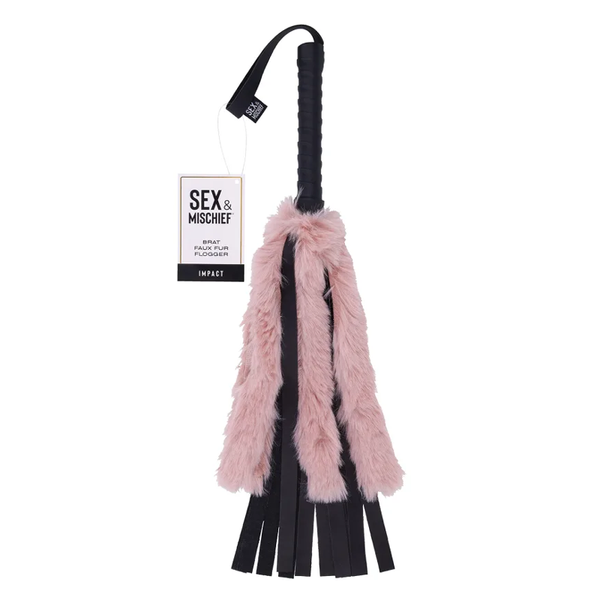 Brat Faux Fur Flogger for playful impact, perfect addition to your collection of premium sex toys.