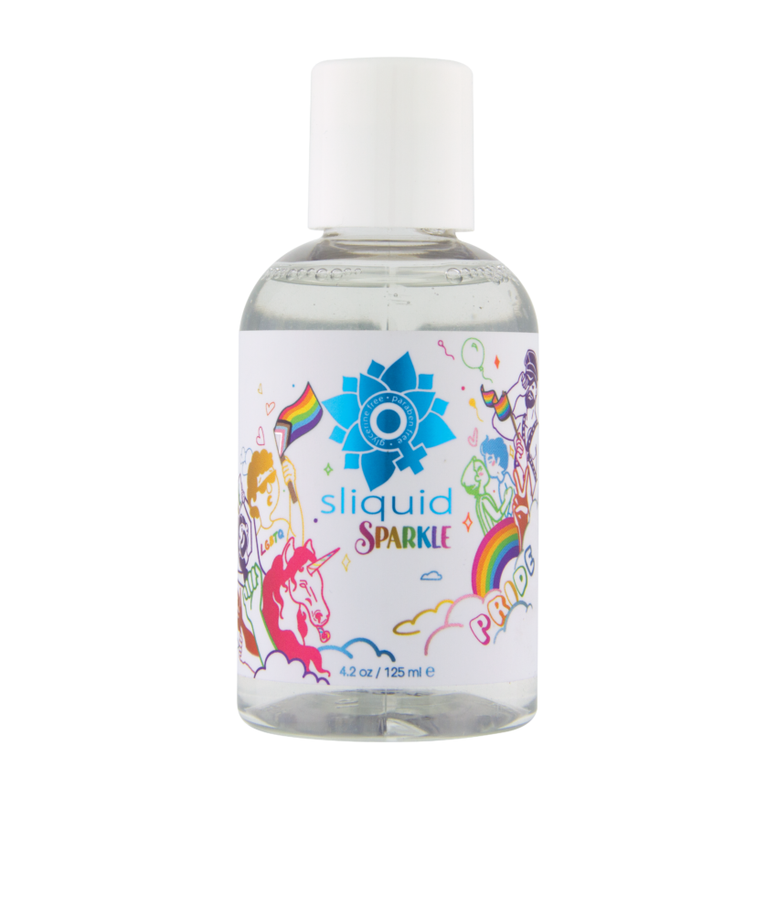 Sparkle Pride Lube 4.2oz bottle, perfect for enhancing pleasure with sex toys and promoting sexual wellness.