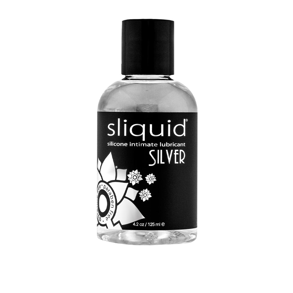 Sliquid Silver Silicone lubricant 4.2oz bottle for enhanced pleasure with premium sex toys and adult toys.