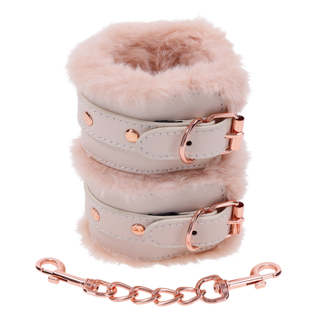 Peaches ‘n CreaMe Fur Handcuffs for playful pleasure, ideal for couples, premium sex toys for men and women.