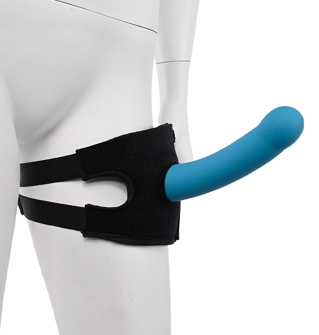 Pivot 2 in 1 Forced-O Strap with blue vibrator attachment