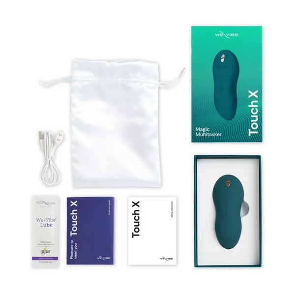 Touch X - Green Velvet adult toys kit including lube, charger, and storage pouch for pleasure and intimate wellness.