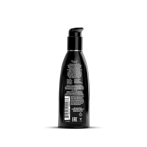 Aqua Heat 2oz personal lubricant bottle back view.