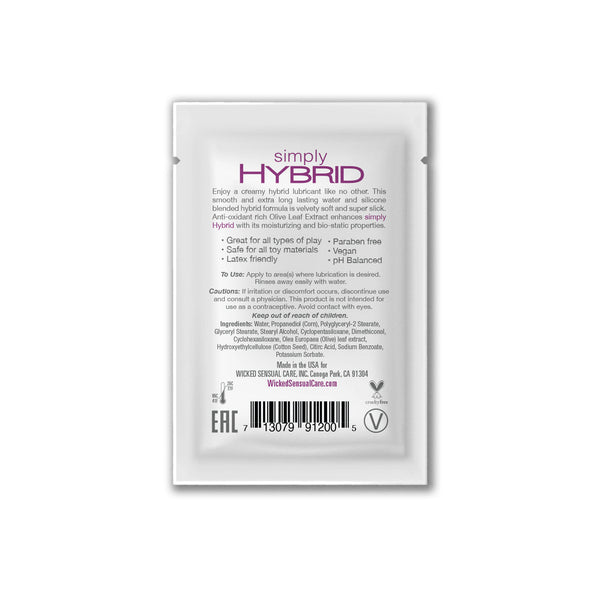 Simply Hybrid Sachet for intimate wellness, a creamy hybrid lubricant, perfect for sex toys and couples play.