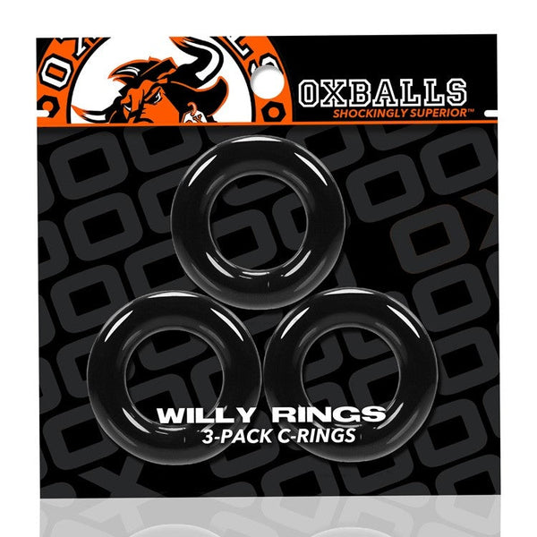 WILLY RINGS, 3-pack cockrings - BLACK, premium sex toys Idaho