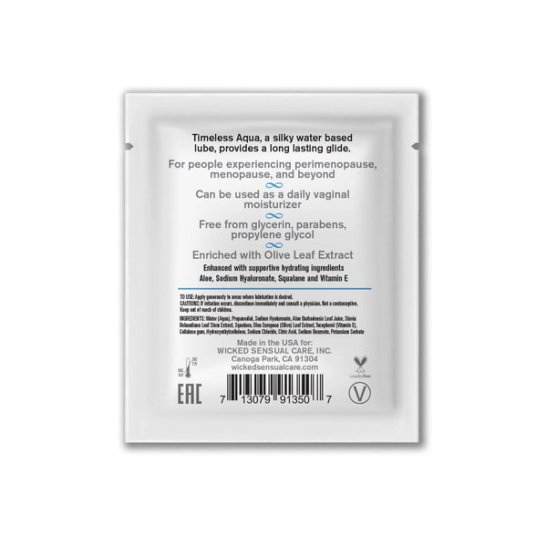 Simply Timeless Aqua Sachet 6 ml/0.2 fl oz, a silky water-based lube for enhanced sexual health and pleasure.