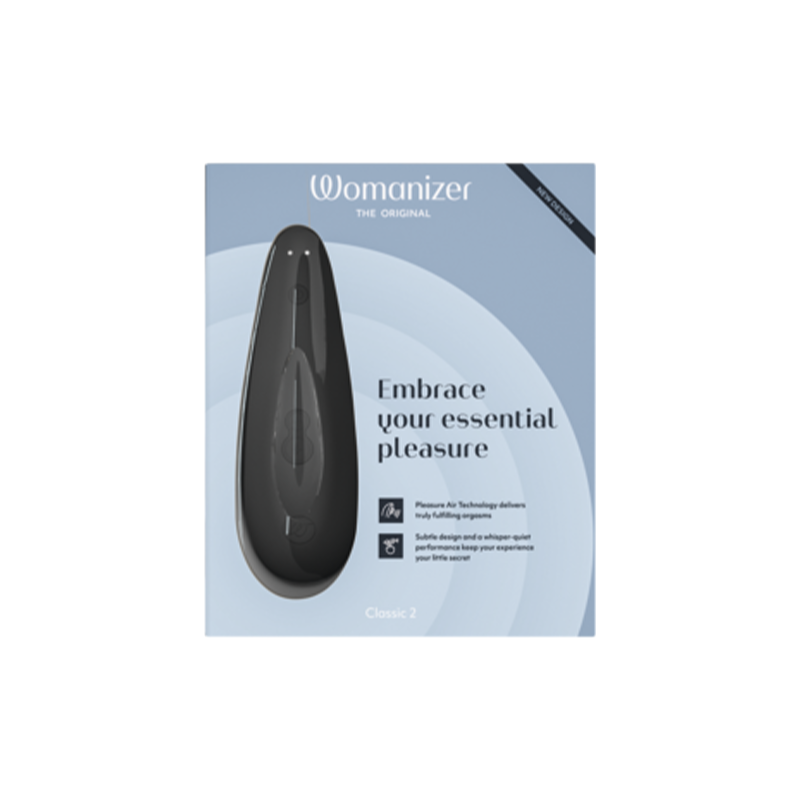 Classic 2 - Black vibrator packaging showcasing Pleasure Air Technology for enhanced sexual wellness.