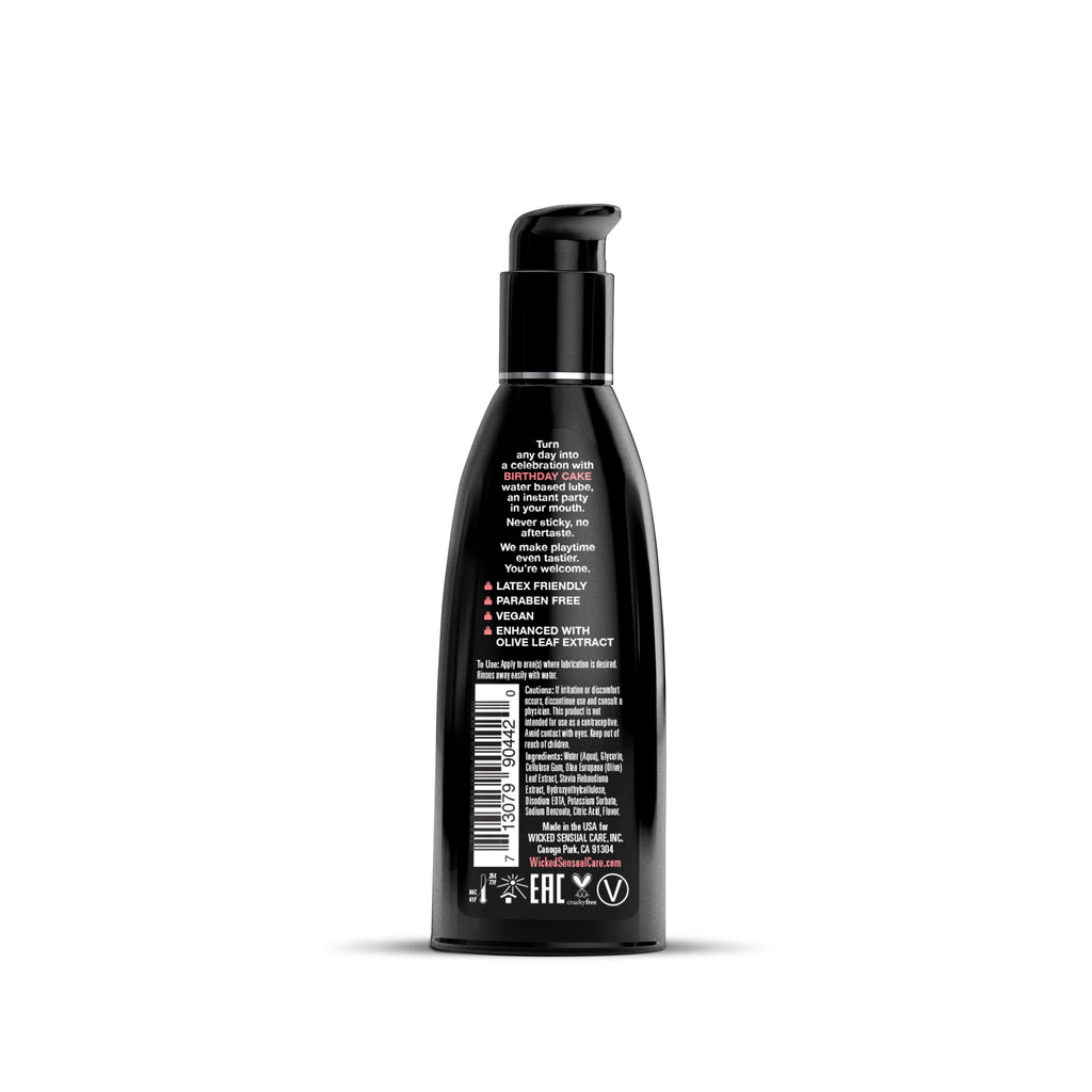 Aqua Birthday Cake 2oz water-based lubricant bottle.